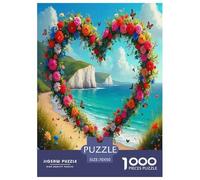 Love Flowers 1000 Piece Jigsaw Puzzles Fun Challenging Modern Heart-shaped Flower Cluster Educational Game for The Whole Gifts Suitable for Children & People Aged 14+ 70x50cm/1000pcs