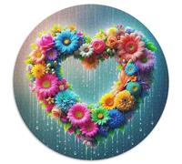 Love Flowers 1000 Piece Love Flowers Round Jigsaw Puzzles 100% Recycled Cardboard Beautiful Decoration for Adults And Kids 1000pcs (67.5x67.5cm)