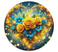Love Flowers 1000 Pieces Love Flowers Round Jigsaw Puzzles 100% Recycled Cardboard Beautiful Decoration for Adults And Kids 1000pcs (67.5x67.5cm)