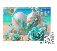 Love Flowers 1000 Pieces Puzzles Beautiful View Floral Eggs Blue Rose Home Decoration Decompression Jigsaw for Men And Women Challenging Puzzles Jigsaw Puzzles for Adults 70x50cm/1000pcs