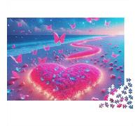 Love Flowers 1000 Pieces Puzzles Colorful Glowing Heart Path Decoration Puzzle Decompression Jigsaw Gifts Challenging Puzzles Gifts for Men 70x50cm/1000pcs