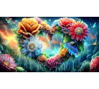 Love-Flowers 1000 Pieces Recycled Paper Jigsaw Puzzle Impossible Hard Difficult Educational Games for The Whole for Women, Gifts for Men 70x50cm/1000pcs