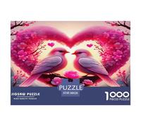 Love Flowers 1000Pc Jigsaw Puzzle for Adults - Educational Game Challenge, Heart Doves Perfect for Wall Decoration 38x26cm/1000pcs