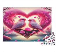 Love Flowers Jigsaw Puzzle 1000 Piece for Adults - Heart Doves Impossible Hard Difficult Challenging Game 70x50cm/1000pcs
