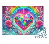 Love Flowers Jigsaw Puzzle Crystal Prism Heart 1000 Pieces Smooth Cardboard Framable Art Group Activity for Couples Adults Family Enthusiasts 38x26cm/1000pcs