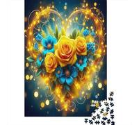 Love Flowers Jigsaw Puzzle Golden Floral Fantasy Creatures Adult Jigsaws Impossible Hard Difficult Challenging Puzzles for Adults Kids 52x38cm/1000pcs