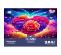 Love Flowers Jigsaw Puzzles 1000 Pieces Challenge Game for Adults, Heart-shaped Flower Cluster Impossible Jigsaw Puzzles 1000 Piece Educational Game for Adults Or Families Gifts 70x50cm/1000pcs