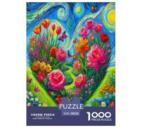Love Flowers Jigsaw Puzzles Puzzles for Adults Kids. 1000 Pieces Impossible Challenge Toy Educational Games Home Decoration for Educational Games Gifts 38x26cm/1000pcs