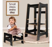 Love For Sleep 2-In-1 Modern Montessori Learning Tower With Extra Step Stool (Anthracite/pine)