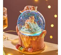 LOVE FOR YOU Gift Wrapped Music Box Cat Lovers Flower Basket Musical Snow Globe Decoration for Girls and Women Kids Niece Sister Daughter Mom Granddaughter Grandma Christmas Birthday Present