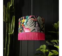 Love Frankie Acid Jungle Lampshade With Hot Pink Fringing - Ceiling Pendant / Arc Lamp - 35cm Diameter x 25cm Height (14" x 10")