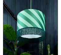 Love Frankie Apple Sours Helter Skelter Velvet Lampshades With Fringing - Table / Floor Lamp - 50cm diameter x 25cm height / 20" x 10"