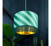 Love Frankie Apple Sours Helter Skelter Velvet Lampshades With Gold Foil Lining and Fringing - 40cm diameter x 25cm height / 16" x 10"