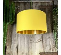Love Frankie Banana Yellow Cotton Lampshade With Gold Lining - 25cm Diameter x 25cm Height / (10" x 10")