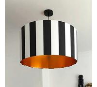 Love Frankie Beetlejuice Black and White Striped Lampshade With Copper Foil Lining - 60cm Diameter x 20cm Height / (24" x 8")