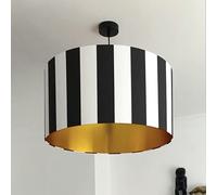 Love Frankie Beetlejuice Black and White Striped Lampshade With Gold Lining - 25cm Diameter x 25cm Height / (10" x 10")