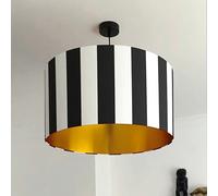 Love Frankie Beetlejuice Black and White Striped Lampshade With Gold Lining - 45cm Diameter x 25cm Height / (18" x 10")
