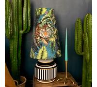 Love Frankie Big Cat Velvet Oversized Cone Lampshades In Flint Blue - Queen