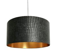 Love Frankie Black Mock Crocodile Print Lampshade with Gold Lining - Ceiling Pendant / Arc Lamp - 60cm Diameter x 20cm Height / (24" x 8")