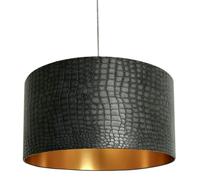 Love Frankie Black Mock Crocodile Print Lampshade with Gold Lining - Ceiling Pendant / Arc Lamp - 70cm Diameter x 20cm Height / (27" x 8")