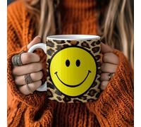 Love Frankie Brown Leopard Print Smiley Face Mug