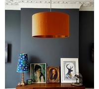 Love Frankie Burnt Orange Indian Silk Handmade Lampshade with Copper Foil Lining - 70cm Diameter x 20cm Height / (27" x 8")
