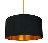 Love Frankie Carbon Black Silk Lampshade With Copper Foil Lining - 50cm Diameter x 20cm Height / (20" x 8")