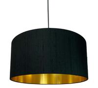 Love Frankie Carbon Black Silk Lampshade With Gold Lining - 70cm Diameter x 30cm Height / (27" x 12")