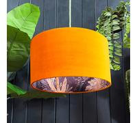 Love Frankie Cinnamon Enchanted Wood Silhouette Lampshade in Rust Velvet - 40cm diameter x 25cm height / 16 x 10