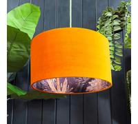 Love Frankie Cinnamon Enchanted Wood Silhouette Lampshade in Rust Velvet - Ceiling Pendant / Arc Lamp - 35cm diameter x 25cm height / 14 x 10