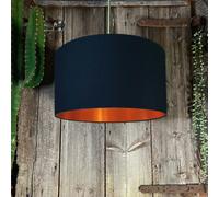 Love Frankie Deep Space Navy Cotton Lampshade With Copper Foil Lining - 30cm Diameter x 20cm Height / (12" x 8")