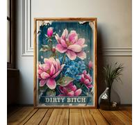 Love Frankie Dirty Bitch Art Print - Framing Options Available - Ash - A2 - Floating Canvas