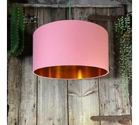 Love Frankie Dirty Pink Cotton Lampshade With Copper Foil Lining - 45cm Diameter x 25cm Height / (18" x 10")