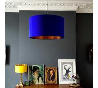 Love Frankie Electric Blue Silk Lampshade With Copper Foil Lining - 45cm Diameter x 25cm Height / (18" x 10")
