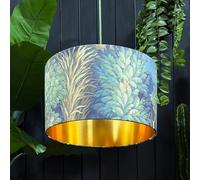 Love Frankie Emerald Enchanted Wood Velvet Lampshade With Gold Lining - Table / Floor Lamp - 40cm Diameter x 25cm Height (16" x 10")