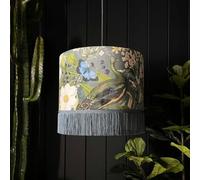 Love Frankie Emerald Mythical Plumes Lampshade With Fringing - Ceiling Pendant / Arc Lamp - 40cm Diameter x 25cm Height (16" x 10")