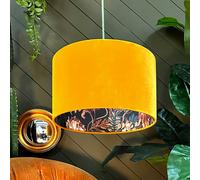 Love Frankie Fire Cracker Midnight Garden Silhouette Lampshade in Butterscotch Velvet - Ceiling Pendant / Arc Lamp - 45cm diameter x 25cm Height (18″ x 10″)