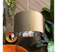 Love Frankie Forest Walled Garden Silhouette Lampshade in Olive Velvet - Table / Floor Lamp - 50cm diameter x 25cm Height (20" x 10")