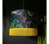 Love Frankie Handmade Fringed Velvet Lampshade in Carbon - Ceiling Pendant / Arc Lamp - 30cm diameter x 25cm Height (12" x 10")