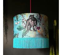 Love Frankie Handmade Fringed Velvet Lampshade in Lithium - Ceiling Pendant / Arc Lamp - 50cm diameter x 25cm Height (20" x 10")