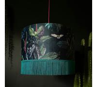 Love Frankie Handmade Fringed Velvet Lampshade in Twilight - Ceiling Pendant / Arc Lamp - 50cm diameter x 25cm Height (20" x 10")