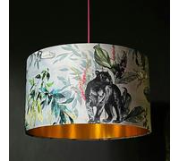 Love Frankie Handmade Velvet Lampshade with Gold Lining in Dust - Ceiling Pendant / Arc Lamp - 40cm diameter x 25cm Height (16" x 10")