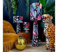Love Frankie Handmade Velvet Portable Lamps in Acid Jungle - Midi - 52cm Height - Plug in Flex Cable