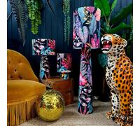 Love Frankie Handmade Velvet Portable Lamps in Acid Jungle - Shortie - 35cm Height - Plug in Flex Cable