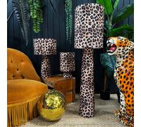 Love Frankie Handmade Velvet Portable lamps in Jaguar Print - Shortie - 35cm Height - Rechargeable LED Bulb