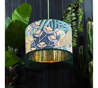 Love Frankie Hawk Moth Velvet Lampshade With Gold Lining and Hunter Fringing - Ceiling Pendant / Arc Lamp - 30cm Diameter x 25cm Height (12" x 10")