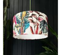 Love Frankie Ice Jungle Velvet Lampshade - Ceiling Pendant / Arc Lamp - 35cm Diameter x 25cm Height (14" x 10")