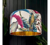 Love Frankie Ice Jungle Velvet Lampshade With Gold Lining - Ceiling Pendant / Arc Lamp - 40cm Diameter x 25cm Height (16" x 10")