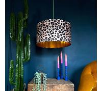 Love Frankie Jaguar Print Velvet Lampshade with Gold Lining - Table / Floor Lamp - 70cm diameter x 30cm height (27" x 12")