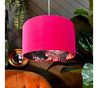 Love Frankie Jam Tart Midnight Garden Silhouette Lampshade in Raspberry Velvet - Table / Floor Lamp - 40cm diameter x 25cm Height (16" x 10")